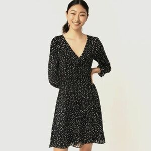 Black white polka dot dress full sleeves